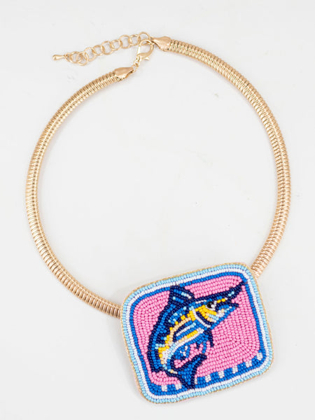 Marlin Pendant on Gold Collar by Two Forty Two South