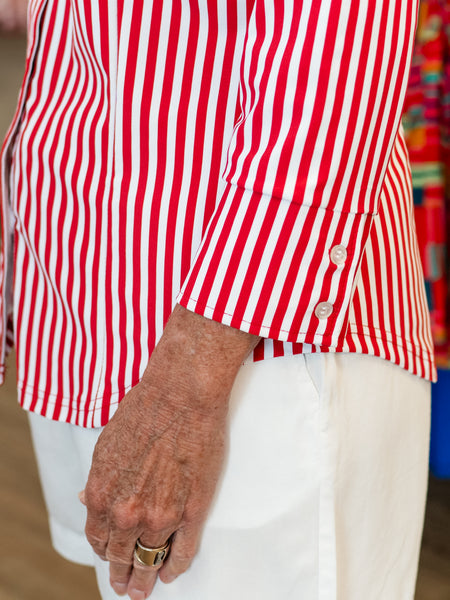 3/4 Sleeve Button Front Top Red Stripe by Lulu B