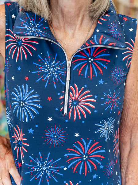 Fireworks Print Sleeveless Dress by Lulu B