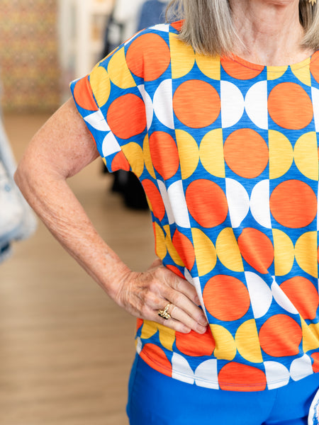 Short Sleeve Side Tie Print Top by Multiples