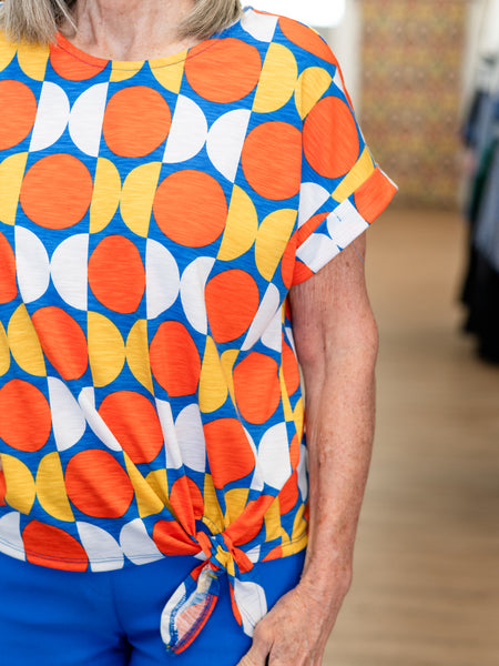 Short Sleeve Side Tie Print Top by Multiples