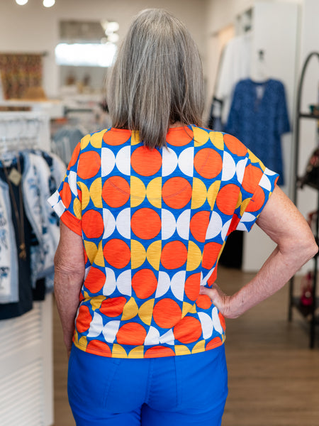 Short Sleeve Side Tie Print Top by Multiples