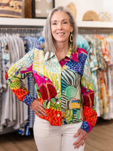 Artistic Print Button Front Jacket by Claire Desjardins