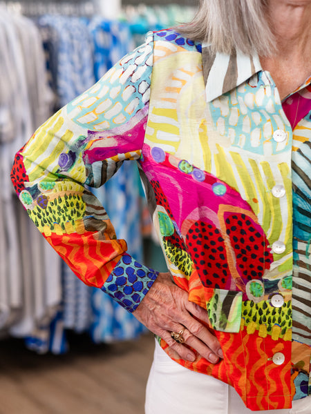 Artistic Print Button Front Jacket by Claire Desjardins