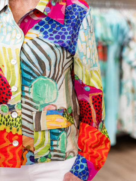 Artistic Print Button Front Jacket by Claire Desjardins