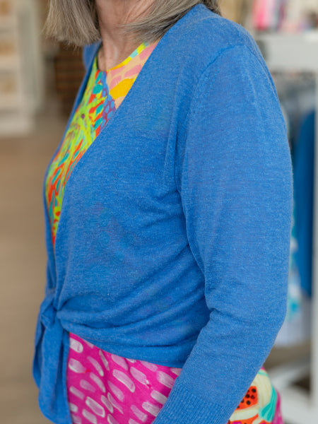 Lightweight Tie-Front Cardigan Blue by Claire Desjardins