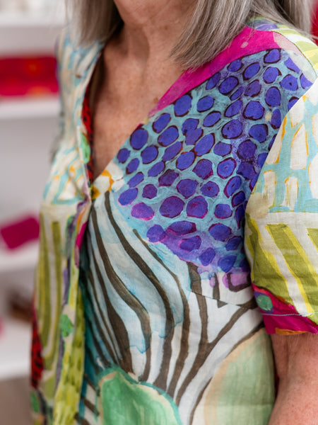 Short Sleeve Printed Art Dress by Claire Desjardins
