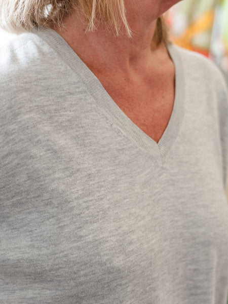 Cuffed Dolman Sleeve V-Neck Top Marl by Zaket & Plover