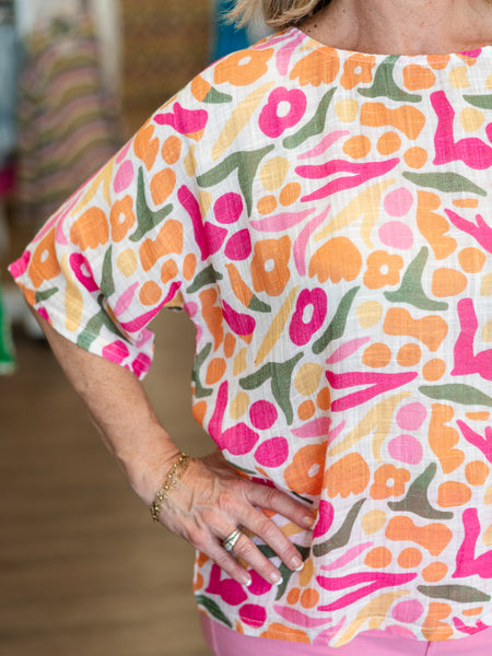 Printed Dolman Cotton Blouse Sunburst by Charlie B