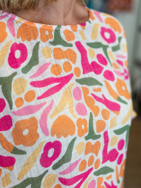 Printed Dolman Cotton Blouse Sunburst by Charlie B