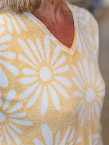 Long Sleeve Reversible Printed V-Neck Sweater Sunkiss by Charlie B