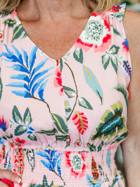 Smocked Printed Viscose Dress by Charlie B