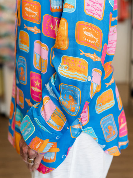 Sardine Print Button-Up Top by Avani del Amour