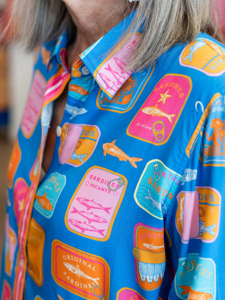 Sardine Print Button-Up Top by Avani del Amour