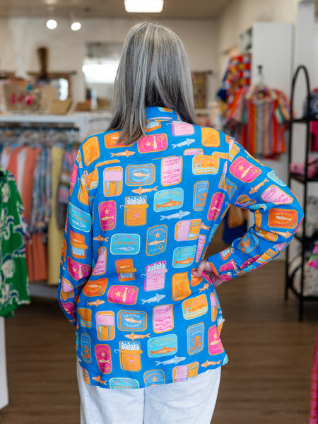 Sardine Print Button-Up Top by Avani del Amour