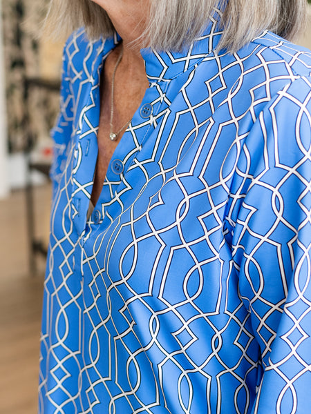 3/4 Sleeve Split Neck Tunic GTBB by Lulu B