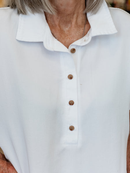 Twill Popover Top White by Multiples