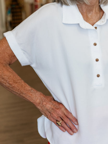 Twill Popover Top White by Multiples