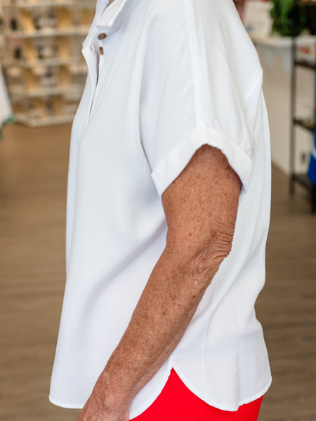 Twill Popover Top White by Multiples