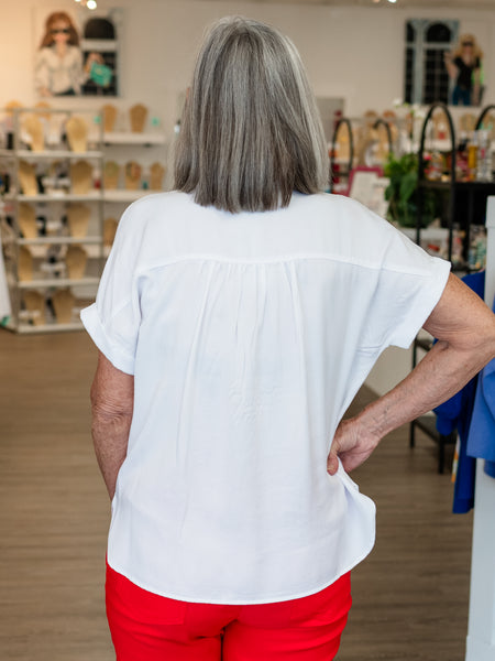 Twill Popover Top White by Multiples