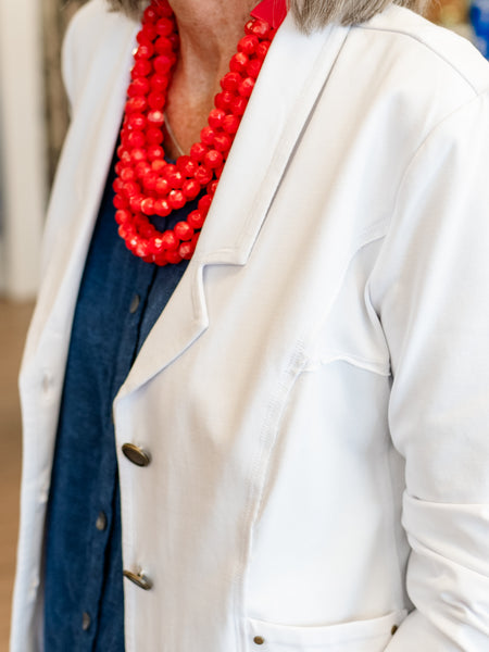 Stonewash Cotton Knits South Side Jacket White by Habitat