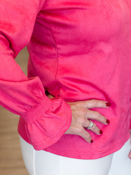 Split Neck Blouse Hot Pink by Ethyl