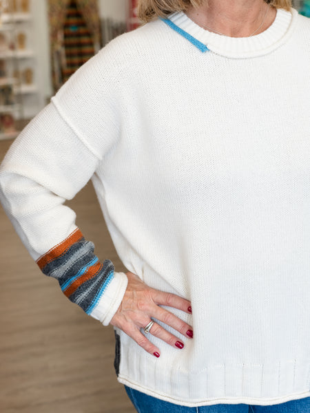 Color Detail Sweater White by Zaket & Plover