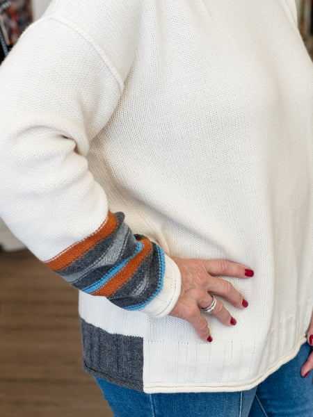Color Detail Sweater White by Zaket & Plover