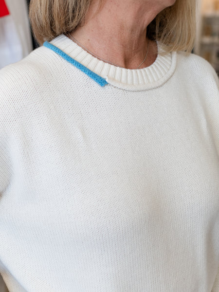 Color Detail Sweater White by Zaket & Plover