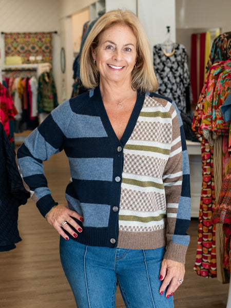 Mixed Pattern Cardigan Ink by Zaket & Plover
