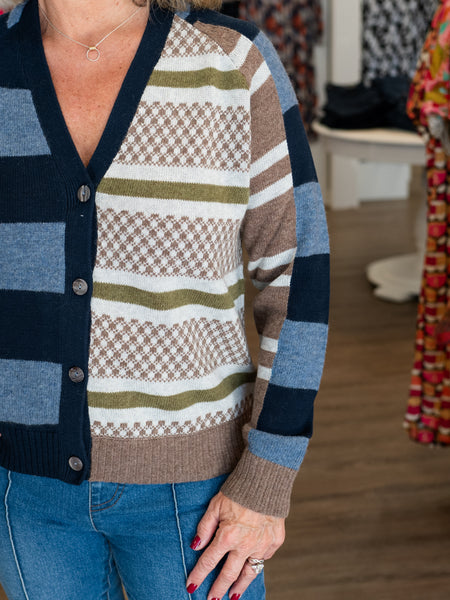 Mixed Pattern Cardigan Ink by Zaket & Plover