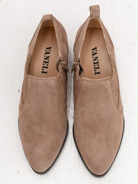 Tess Bootie Mink Taupe Suede by Vaneli