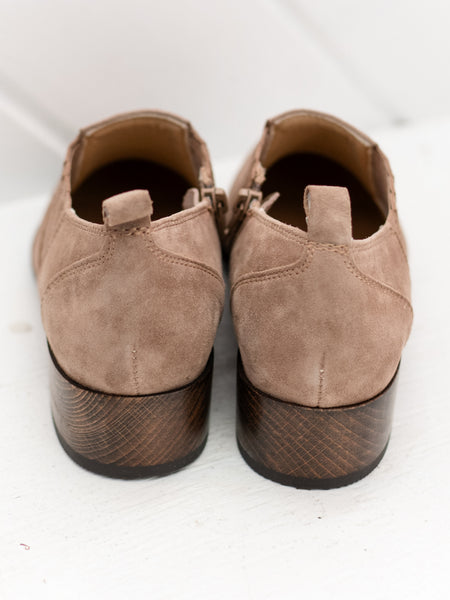 Tess Bootie Mink Taupe Suede by Vaneli