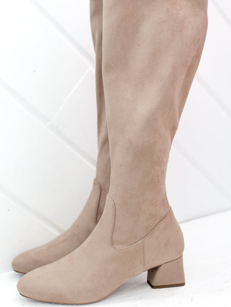 Zovy Boot Taupe Punto Stretch by Vaneli