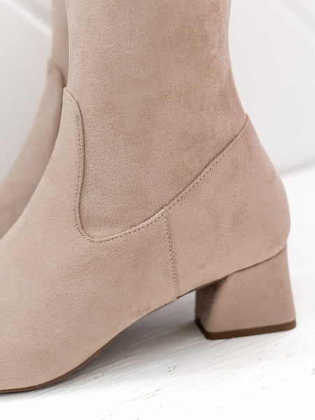 Zovy Boot Taupe Punto Stretch by Vaneli
