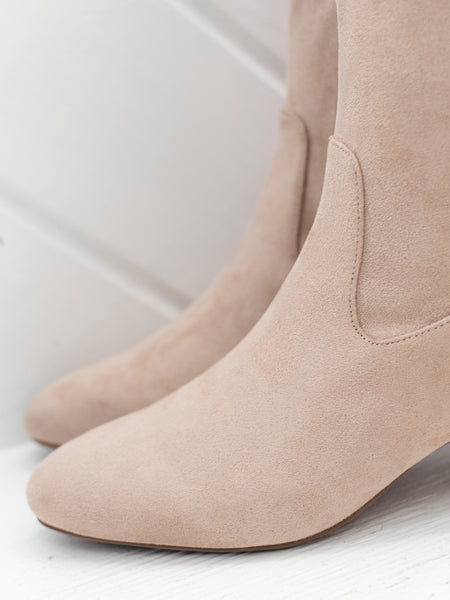 Zovy Boot Taupe Punto Stretch by Vaneli