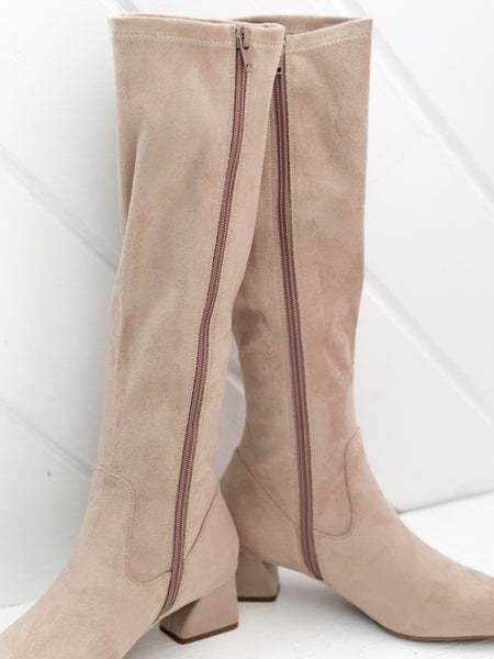 Zovy Boot Taupe Punto Stretch by Vaneli