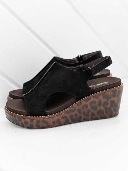 Carley Wedge Black Leopard Combo by Corkys