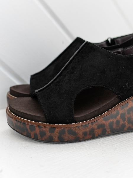 Carley Wedge Black Leopard Combo by Corkys
