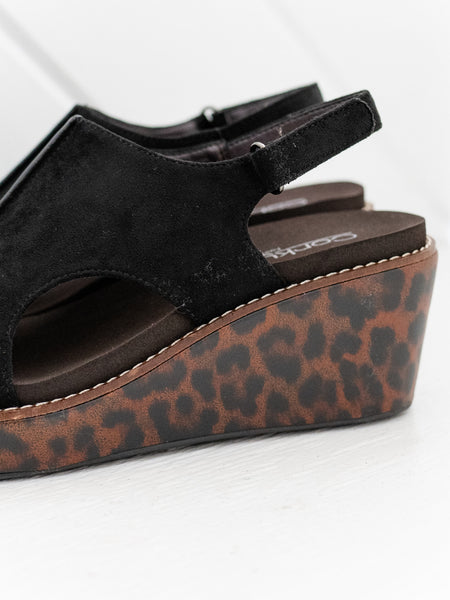 Carley Wedge Black Leopard Combo by Corkys