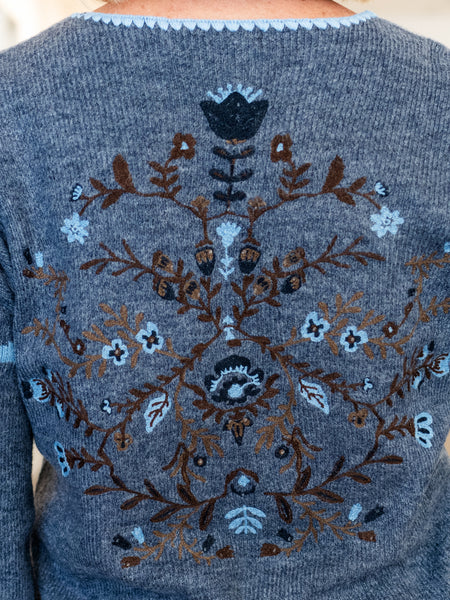Back & Sleeves Embroidered Ribbed Sweater by Charlie B