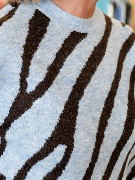 Long Sleeve Drop Shoulder Zebra Sweater by Charlie B