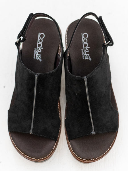 Carley Wedge Black Leopard Combo by Corkys