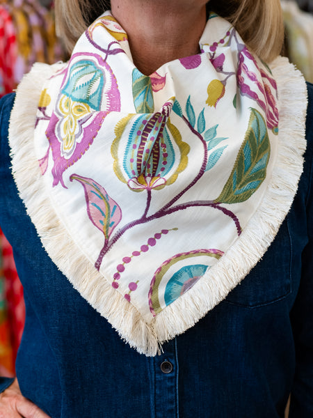 Purple Floral Fringe Scarf by Stella Bella