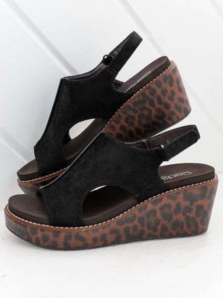 Carley Wedge Black Leopard Combo by Corkys