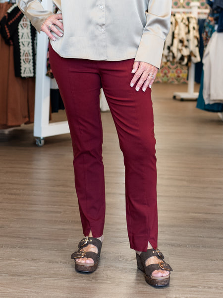 Slim Let Ankle Pant Cabernet by Renuar