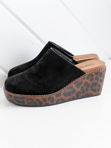 Maybe Later Wedge Black by Corkys