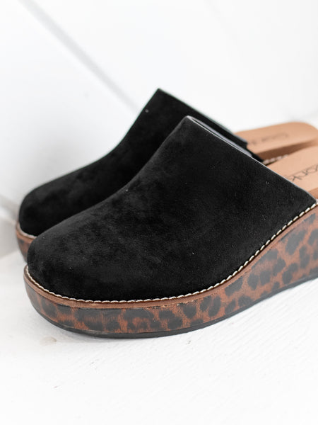Maybe Later Wedge Black by Corkys