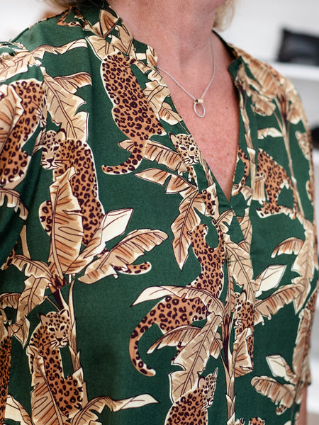 Lizzy Top Green Leopard by La Mer Luxe