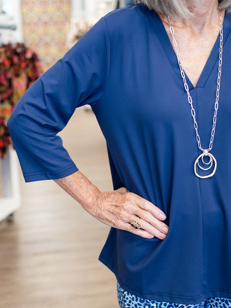 3/4 Sleeve V-Neck Navy by Lulu B